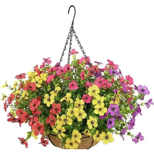 厂家阳台花篮椰棕花篮椰衣花盆吊盆假花装饰春季吊篮电直销