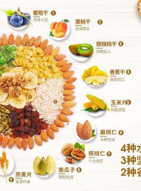 益汇坊水果坚果麦片奇亚籽谷物燕麦片即食早餐冲饮免煮铁罐装工厂