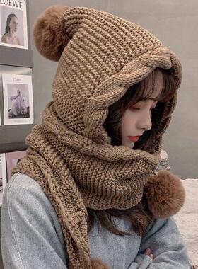 Women's Winter Hat Scarf Set - Thermal Pom Beanie&Balaclava