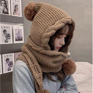 Women's Winter Hat Scarf Set - Thermal Pom Beanie&Balaclava