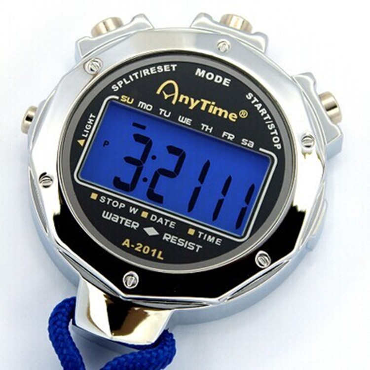 多功能金属外壳防水秒表 运动健身裁判训练学生计时器七彩背光