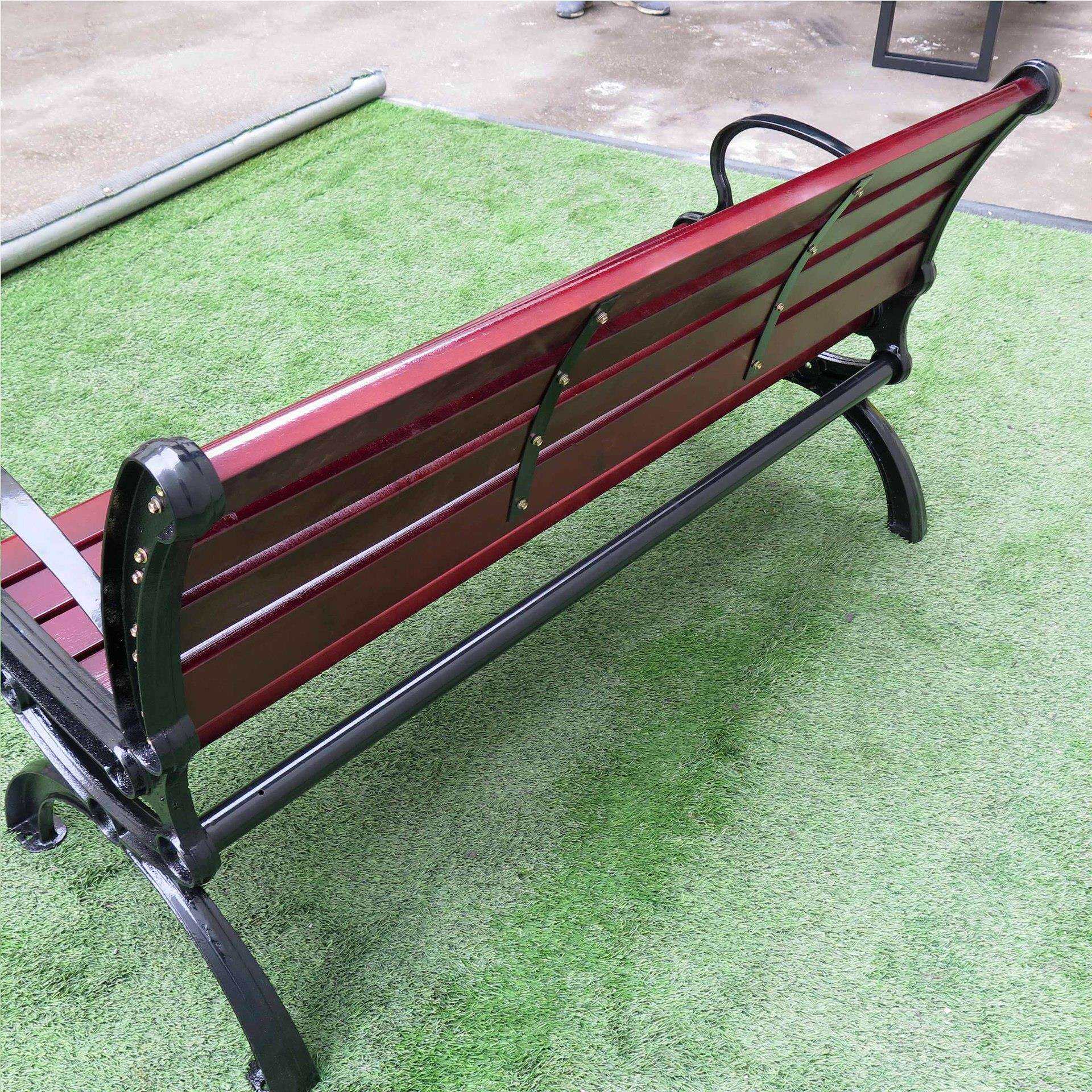 重庆户外长条椅商业街广场室外铸铁休闲座椅售楼部实木靠背公园椅