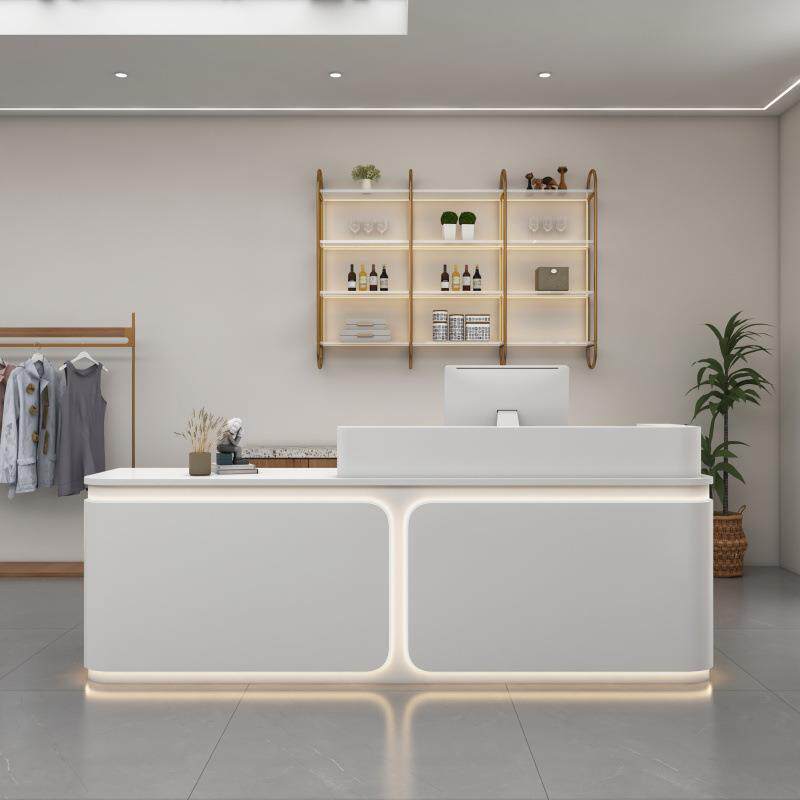 SJN简约现代公司前台接待台烤漆吧台办公家具前台服装店收银台