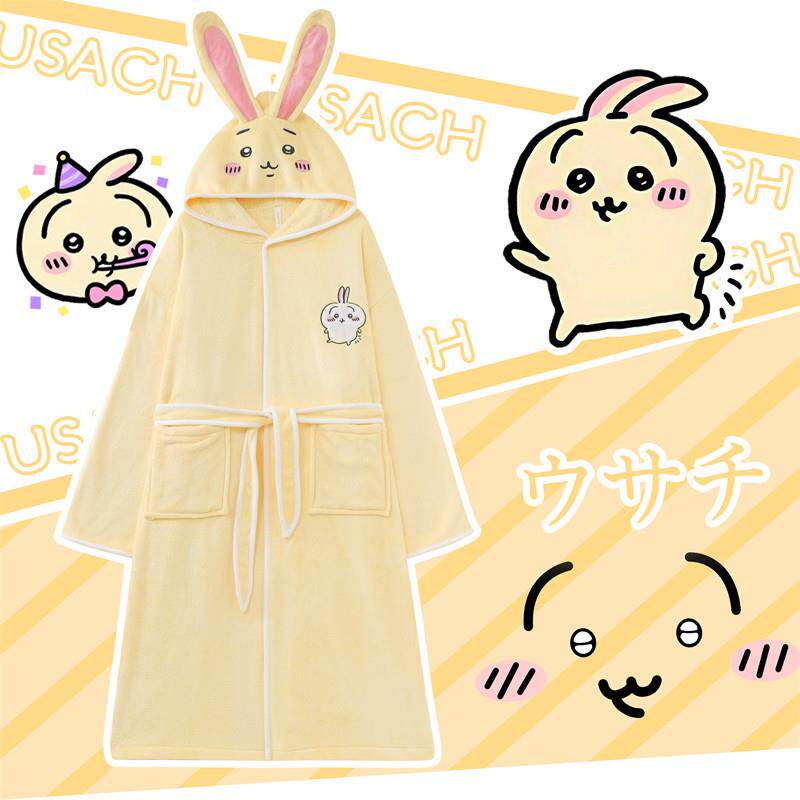 乌萨奇浴袍女款秋冬季吸水速干加厚珊瑚毛绒CHIIKAWA睡衣浴巾睡袍