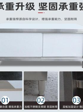 组装厨房操作台不工作台面带拉门锈案储板66806物柜切菜钢桌子商