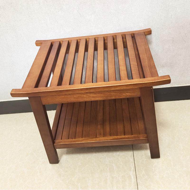 木制浴室凳竹制淋浴坐椅带储物架多功能板凳洗澡凳子水疗座椅