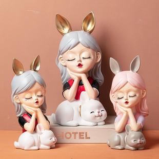 好看的摆件高端大气上档次摆件玄关装饰礼物猫猫女孩送女友树脂家