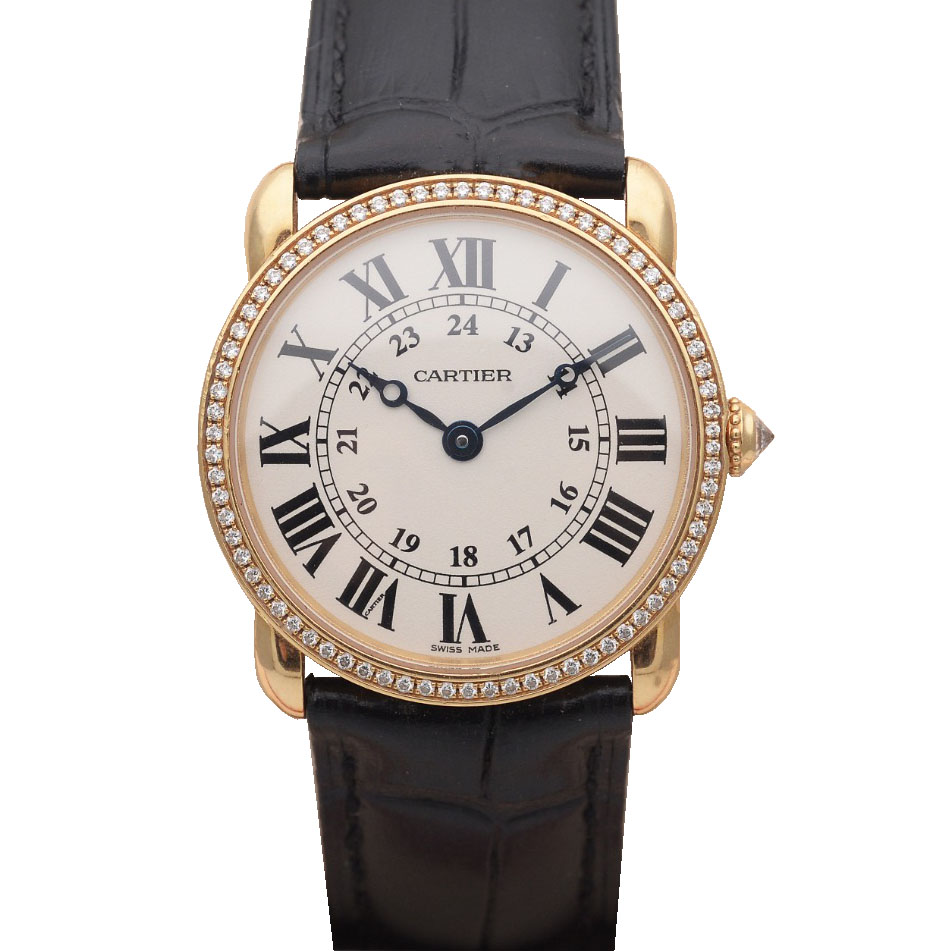 [9.8新]卡地亚伦敦路易系列29mm原镶钻18K黄金石英女表WR000151
