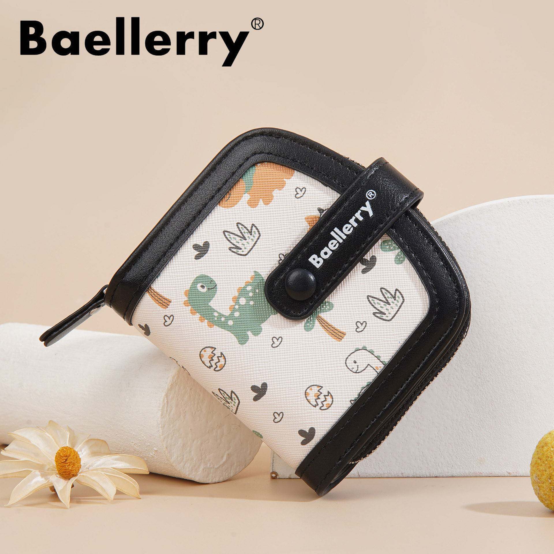 新款儿童可爱恐龙印花女士钱包卡包短款学生女拉链皮夹钱夹wallet