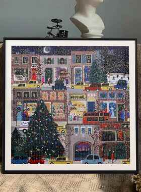 galison圣诞冬灯拼图相框定制任意尺寸画框装裱500 1000片70*50