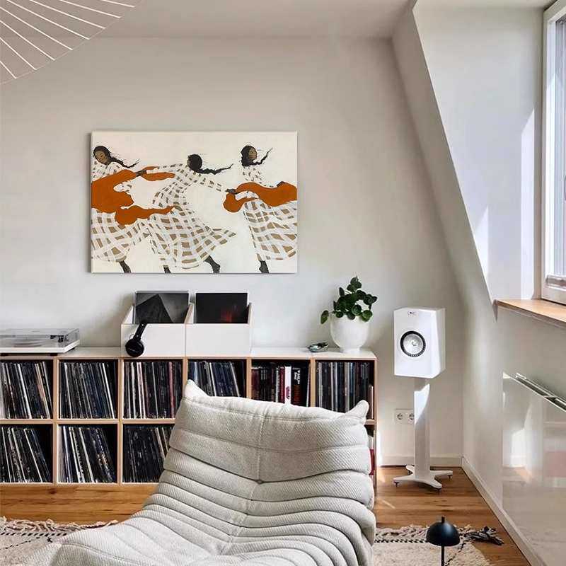 中古奶油风客厅沙发后面背景墙挂画餐厅法式装饰画小众艺术高级感