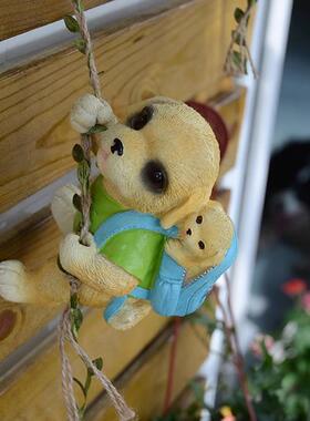 新款直销幼儿园装饰挂件户外攀爬树动物摆件兔子露台花园阳台布置