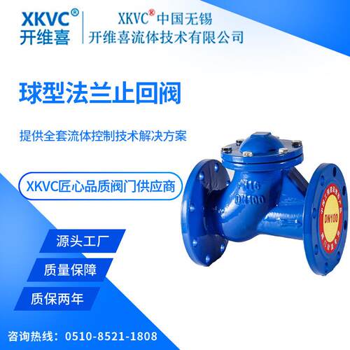 XKVC开维喜阀门球型法兰止回阀HQ41X-16Q球铁给排水污水处理DN80