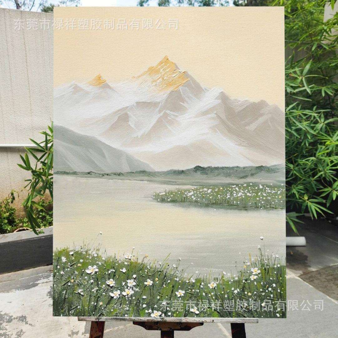 大芬村客厅沙发背景装饰画入户玄关走廊手绘山水油画日照金山