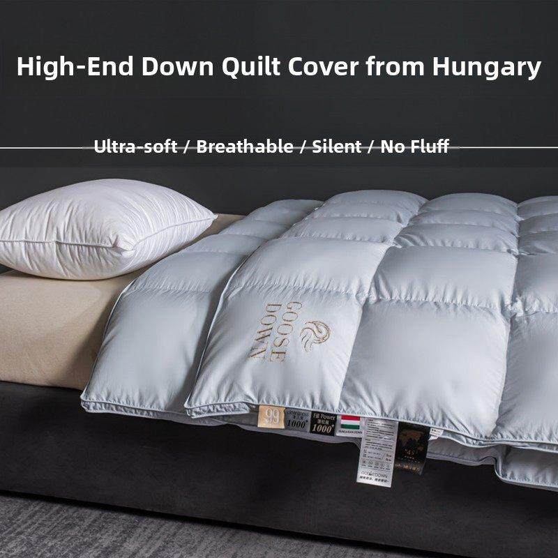 出口匈牙利高端羽绒被被壳半成品自充绒超静音防钻绒单层被套内胆