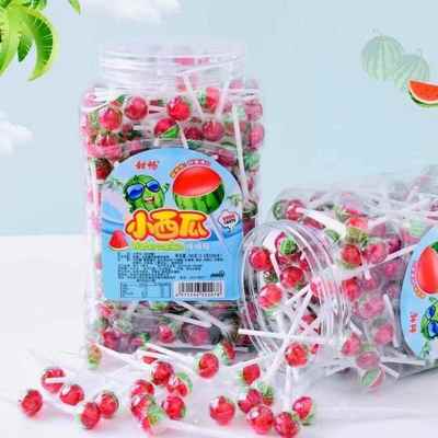 小西瓜小白桃迷你棒棒糖五彩儿童球形糖果水果味桶装休闲糖果