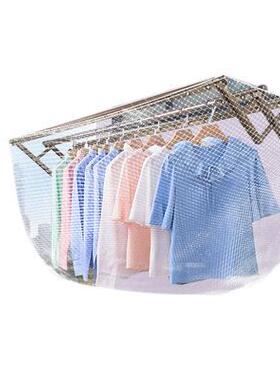 IYR7高楼阳台晒衣防掉网兜高层晾衣架防风防丢推拉杆伸缩晾衣杆防