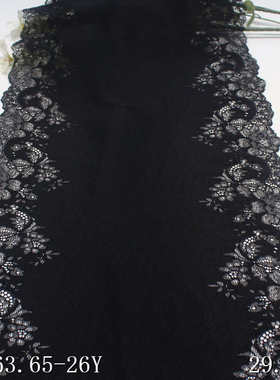 唐隆黑色双边复古花朵厚实弹力蕾丝 29cm服装家纺蕾丝花边辅料DIY