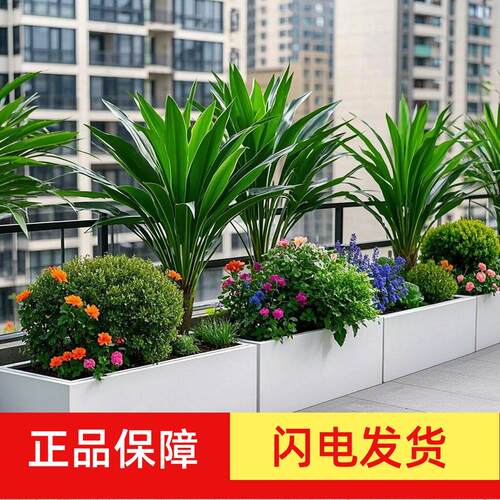 室外露台花箱阳台造景花槽定制户外不锈钢花箱室内长方形铁艺花架