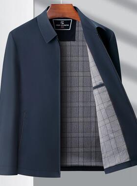 春秋新款桑8809-NN蚕丝休男闲夹克高级装感翻领百搭上外套中年爸