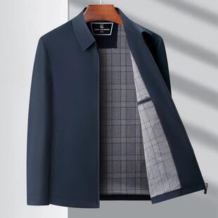 感翻领百搭上外套中年爸 NN蚕丝休男闲夹克高级装 春秋新款 桑8809