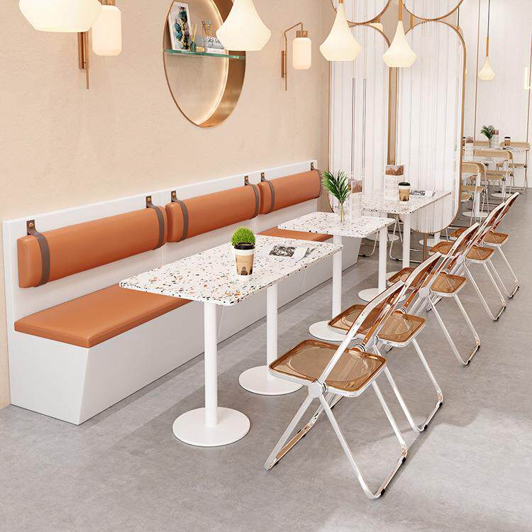 咖啡厅卡座折叠商用甜品店商场餐厅奶茶店桌椅组合椅子现代简约