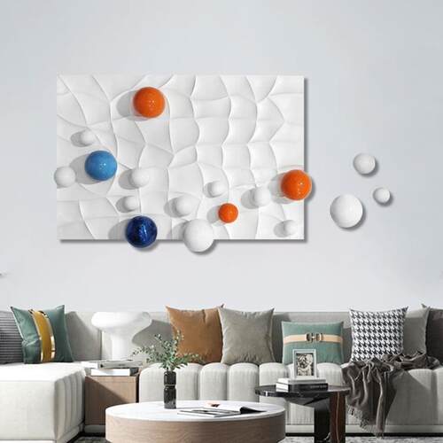 现代置轻奢浮入雕客LM0021厅装饰画金属球实艺术装物挂画户壁画玄