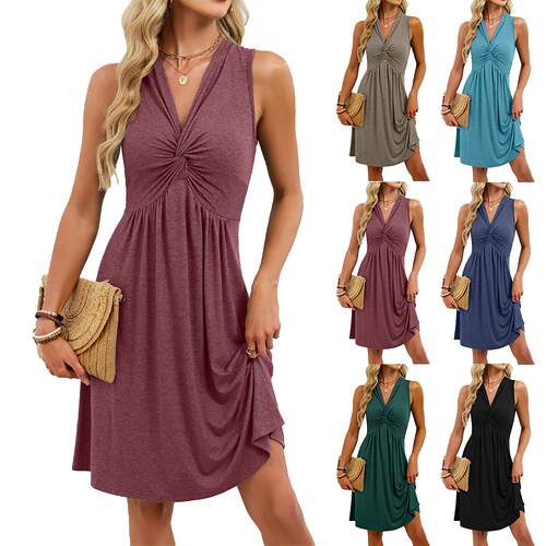 Imily Bela Essentials Womens 2026 Tank Dress V Neck Front