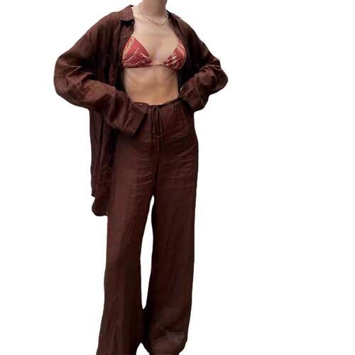 Long sleeved shirt, long pants, women's suit, cotton and