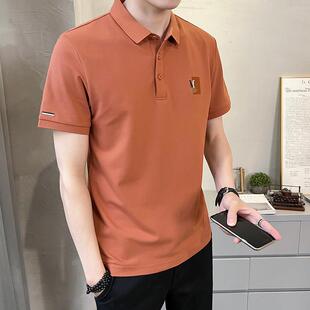 新款 冰丝POLO衫 潮流翻领短袖 款 夏0325k 士棉修身 春夏男t恤2026夏季