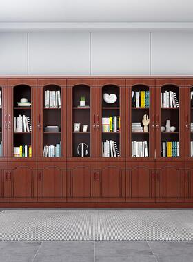 新款直销办公室文件柜书柜带玻璃门储物资料柜带锁木质落地档案实