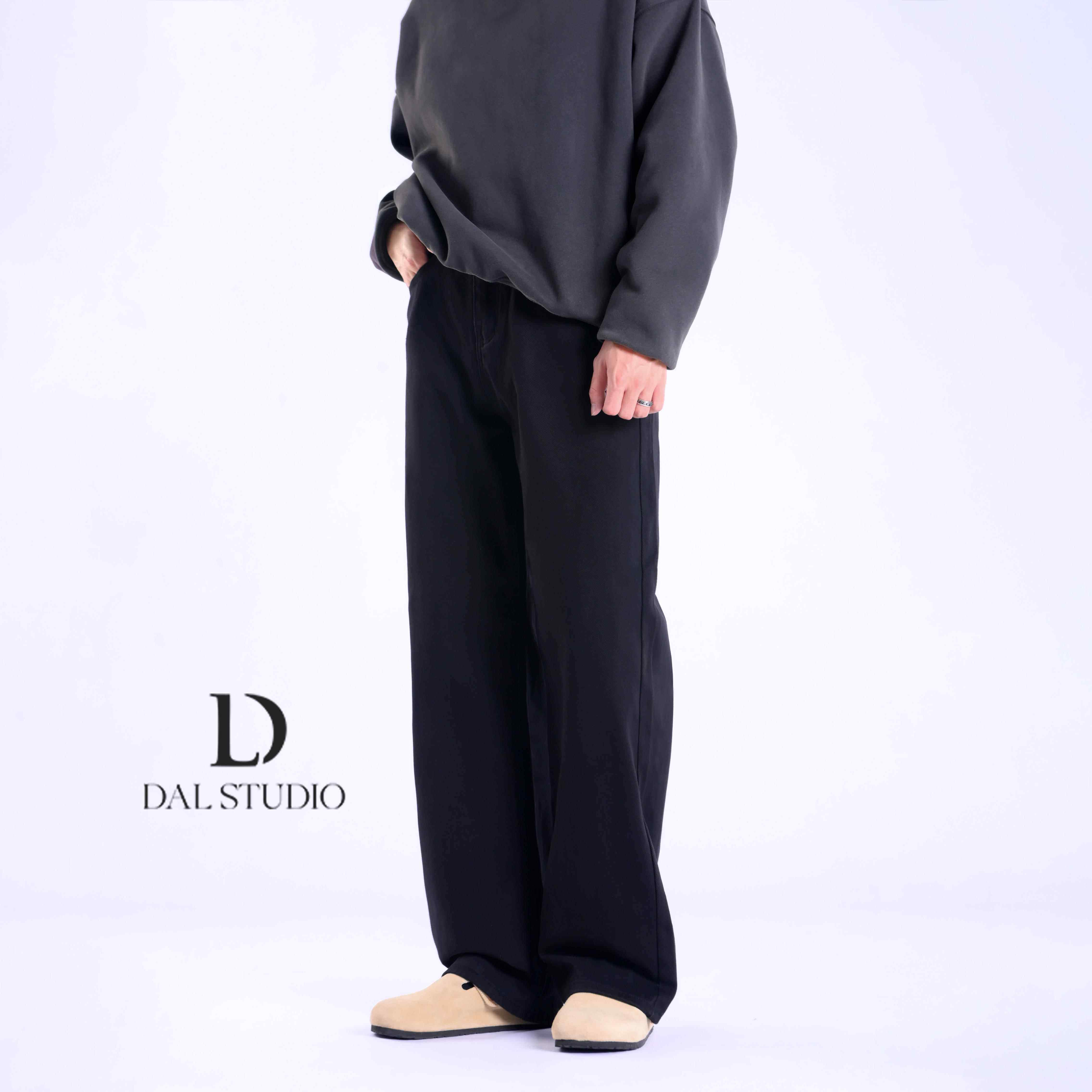DAL 黑色直筒牛仔裤男2026年春季新款宽松阔腿基础款垂感休闲 长