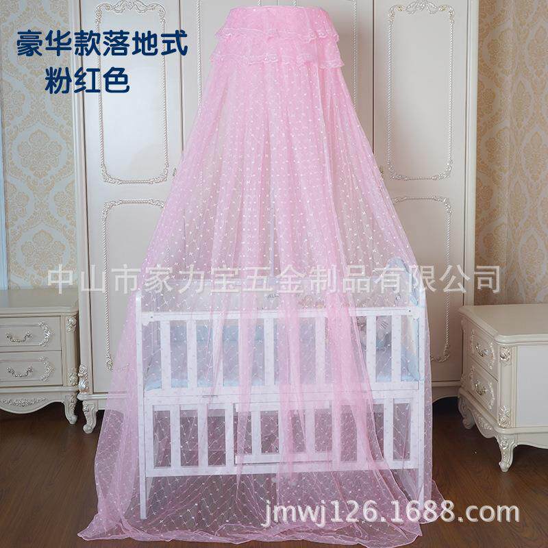 开门式婴儿床蚊帐升降宫廷式儿童蚊帐夹式落地带支架婴儿蚊帐