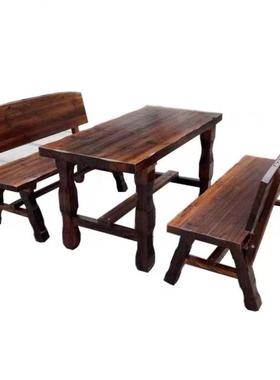 台室户外庭院烧烤实34190木内碳桌化防腐木椅厚板座椅凳庭院休闲