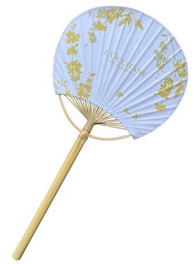 厂家日式团扇布面竹柄古风圆柄小扇子空白广告纸面团扇竹编