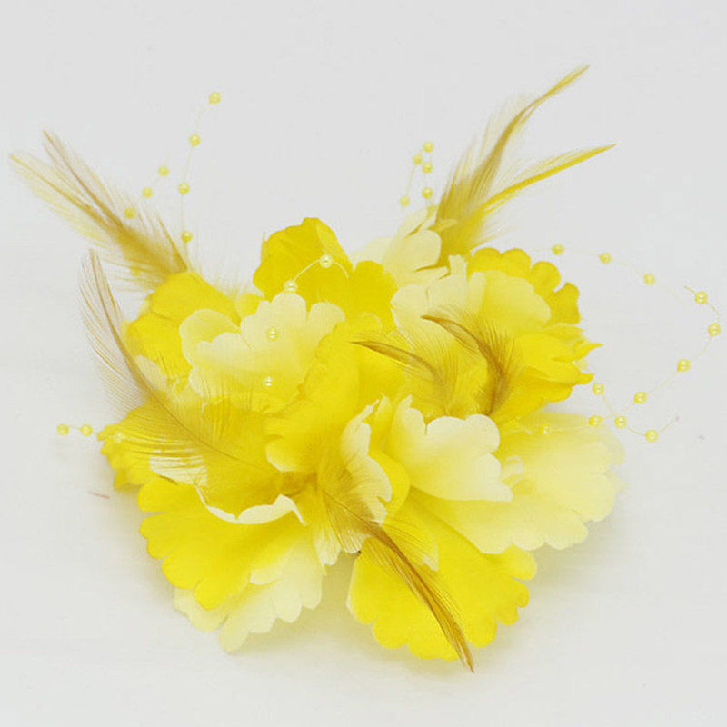 新款羽毛珍珠头饰欧美新娘头花发夹发卡 舞蹈出手腕花 红色花朵