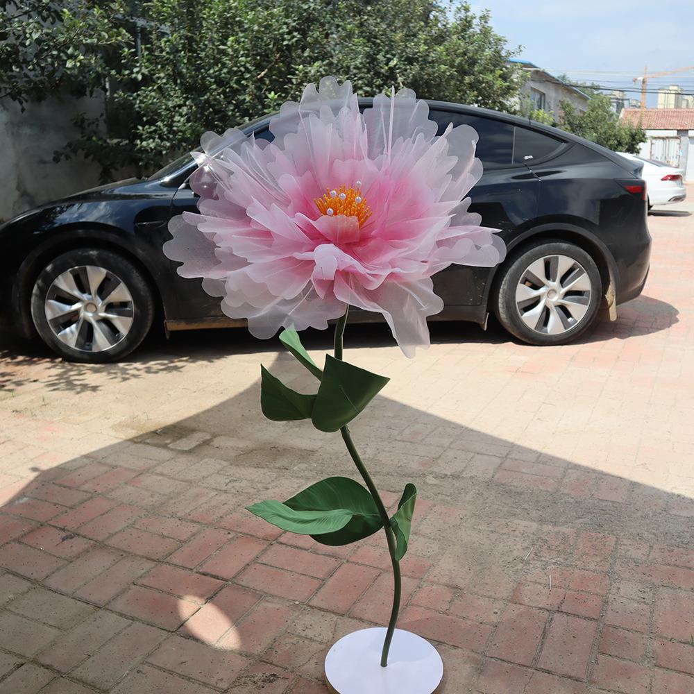 橱窗装饰纱花婚庆布置户外活动仿真丝网牡丹套装美陈假花大量