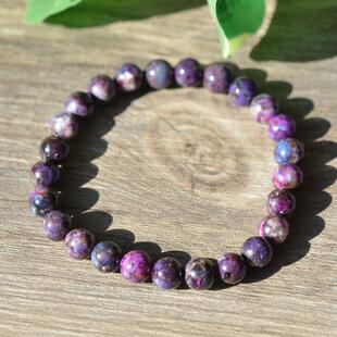 天然老料油润浓郁幻彩蓝紫色舒俱来单圈手链7.5MM冷艳复古风女款