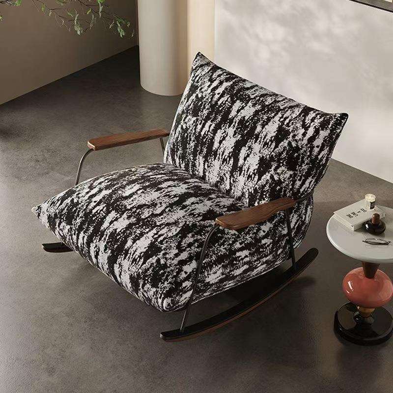 沙发法式意式水墨单人摇椅客厅阳台懒人躺椅家用复古摇摇休闲椅