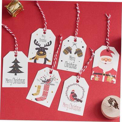50pcs Merry Christmas Tags Kraft Paper Card Gift Label Tag