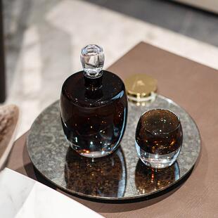 意式轻奢水晶玻璃酒具套装醒酒器摆件餐厅吧台酒柜装饰超厚酒瓶