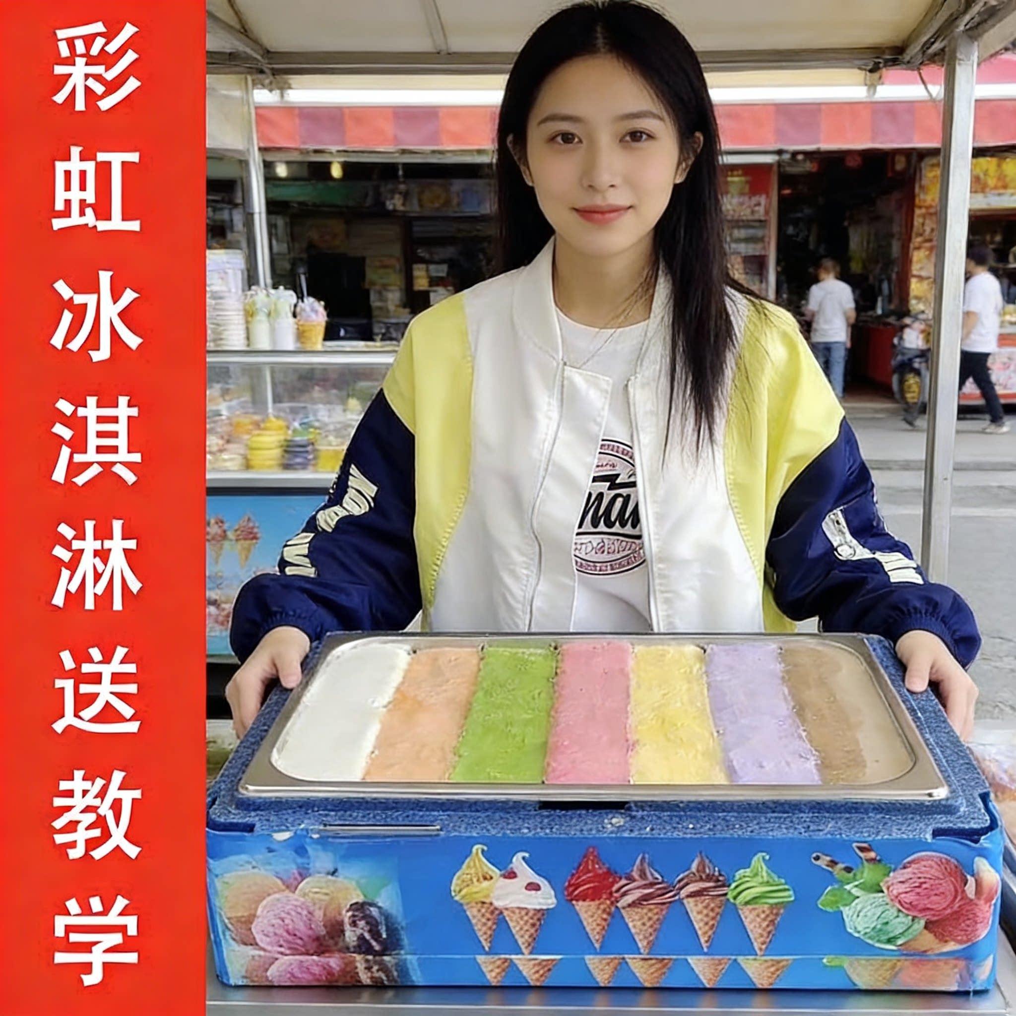 冰淇淋保温箱摆摊专用保温箱保温箱纯手工冷藏箱彩虹恒温箱子餐盆