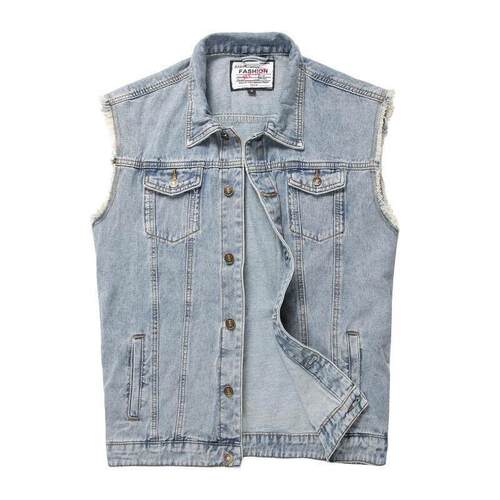 O 35428 Trendy Blue Denim Vest 潮流修身牛仔马甲