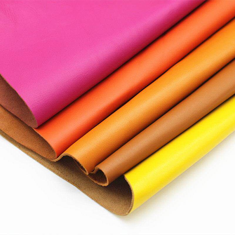平纹头层牛皮薄皮料玫红桔红手工皮子软包沙发座椅家具彩色真皮子