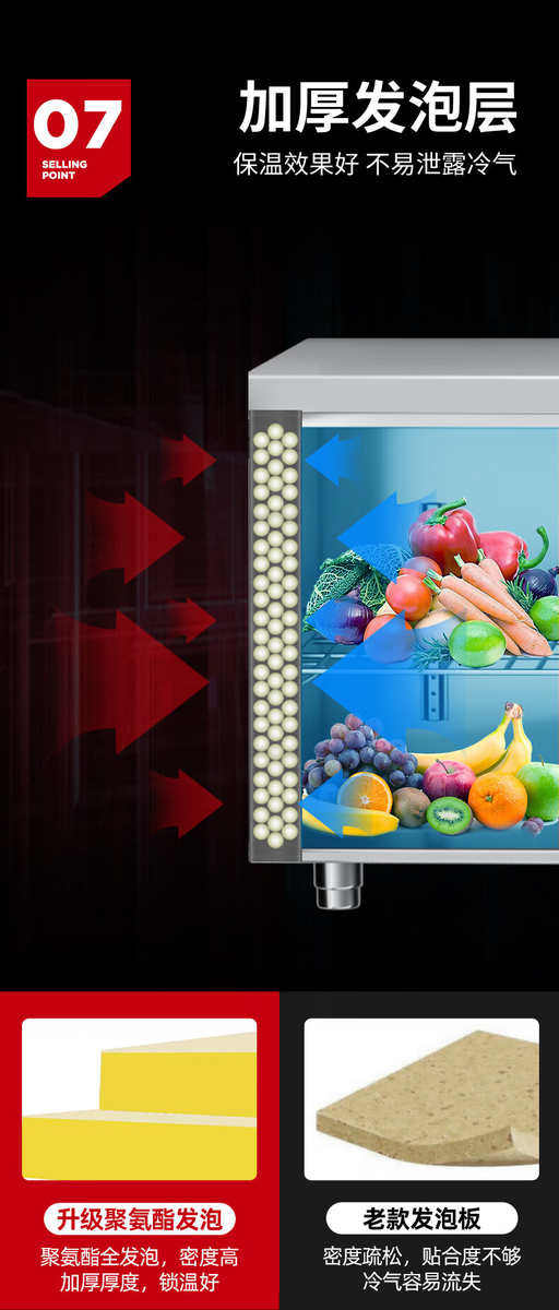 Коммерческая кухня приправа автомобиль 喜莱盛多功能子母柜商用厨房冷藏工作台一体冷冻冷藏展示柜不锈钢