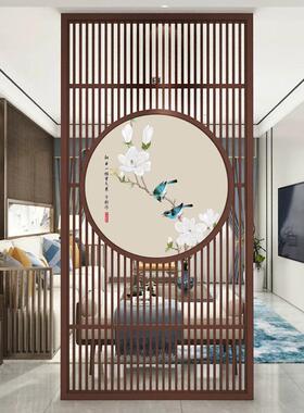新中式屏风隔断玄关实木花格镂空格栅东阳木雕彷古门窗悬吊式天花
