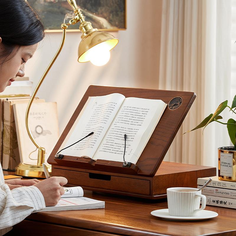 美式实木多功能阅读架桌上书立架书桌收纳神器儿童绘画高中学生抽