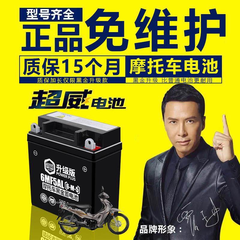 超威机车电瓶12v5a豪爵喜运弯梁110天剑戟125蓄电池通用12N5-3B