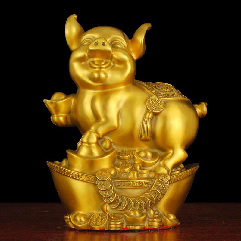 铜猪摆件吉祥物元宝发财猪西北缺角补角富足常乐工艺品礼物