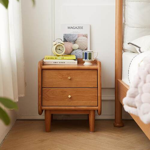 北欧简约樱桃木实木床头柜卧室储物收纳小户型日式现代边柜床头柜